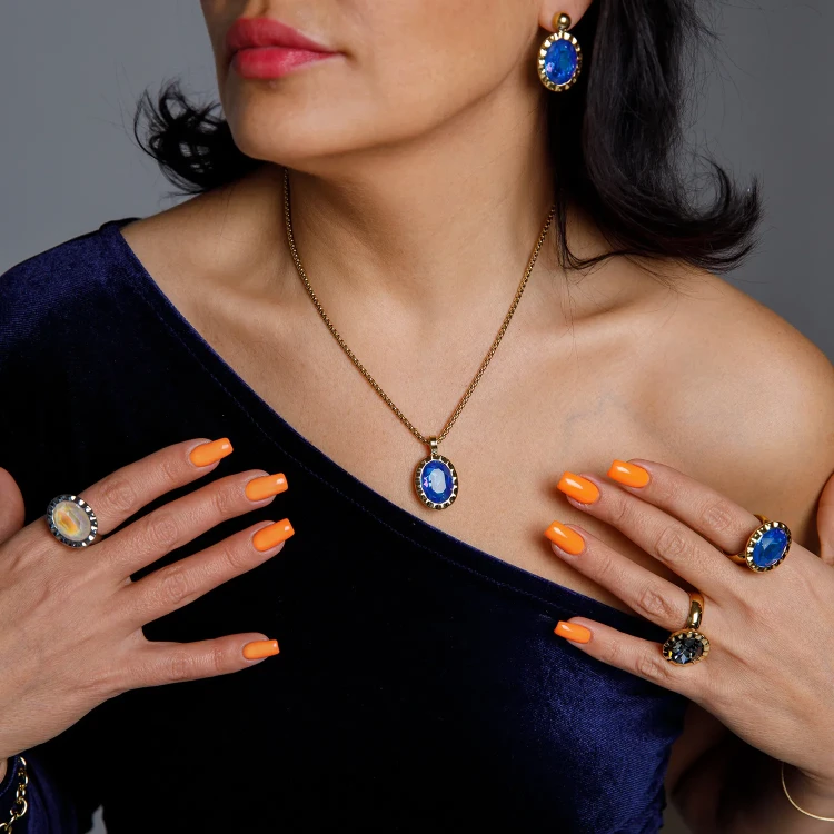 Кольцо Qudo TIVOLA UNICA big (G/P) Royal blue delite 56 688160