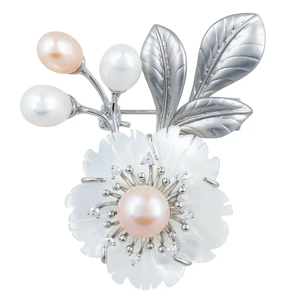 Брошь Shadore Ветвь Natural pearl+Natural shell XR12111A5 S