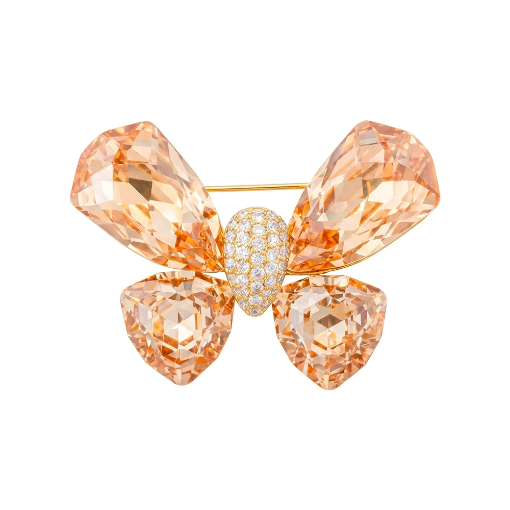 Брошь Бабочка crystal champagne XR12803 BR/G Fiore Luna