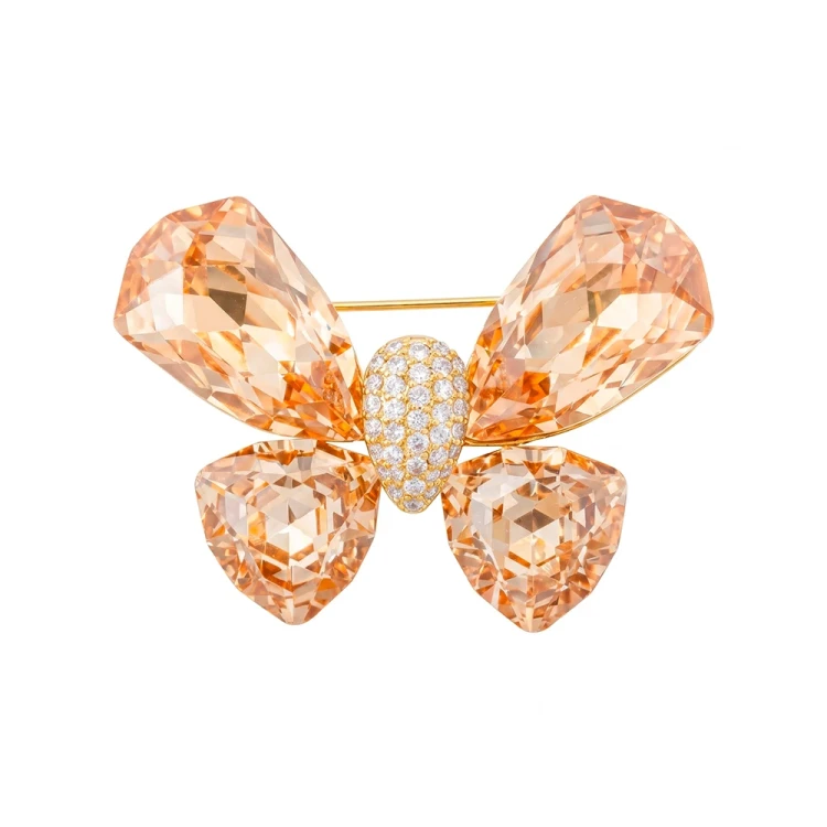 Брошь Бабочка crystal champagne XR12803 BR/G Fiore Luna