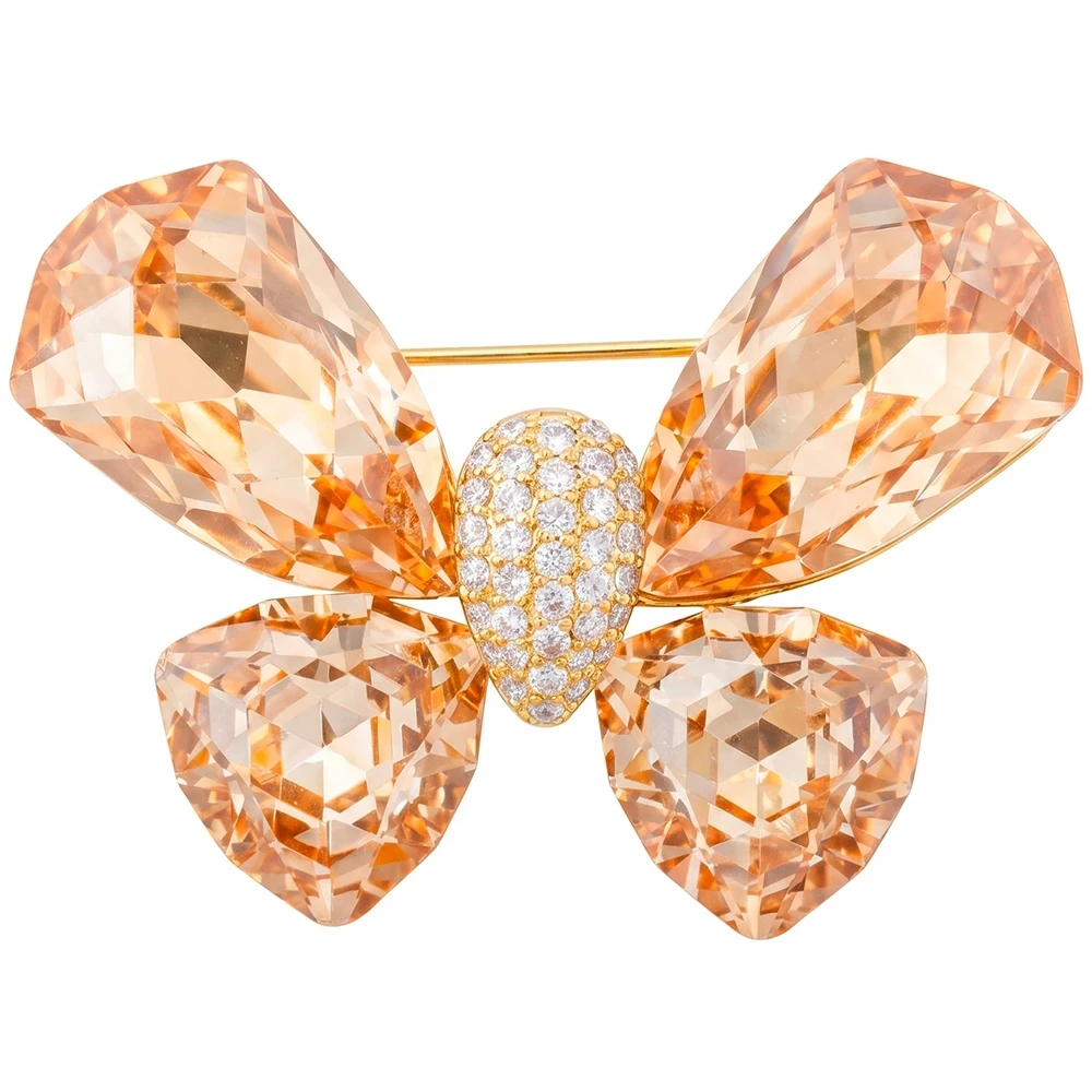 Брошь Бабочка crystal champagne XR12803 BR/G Fiore Luna