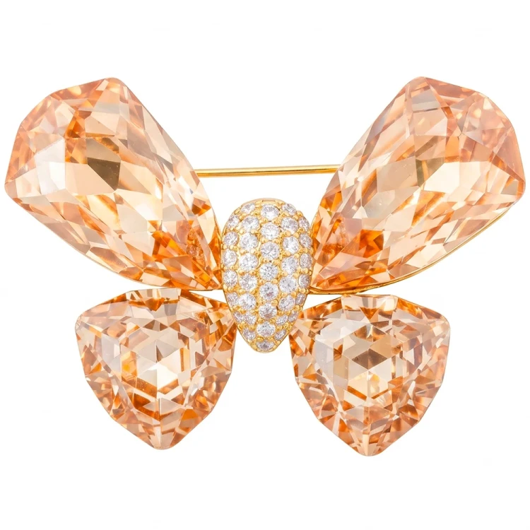 Брошь Бабочка crystal champagne XR12803 BR/G Fiore Luna