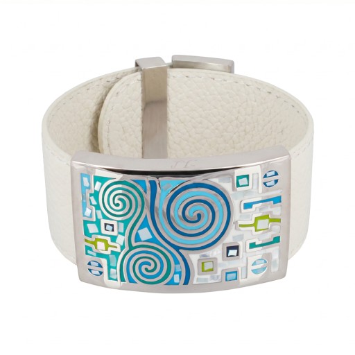 Браслет на белом кожаном ремешке CB01319-27 BL/S Fiore Luna