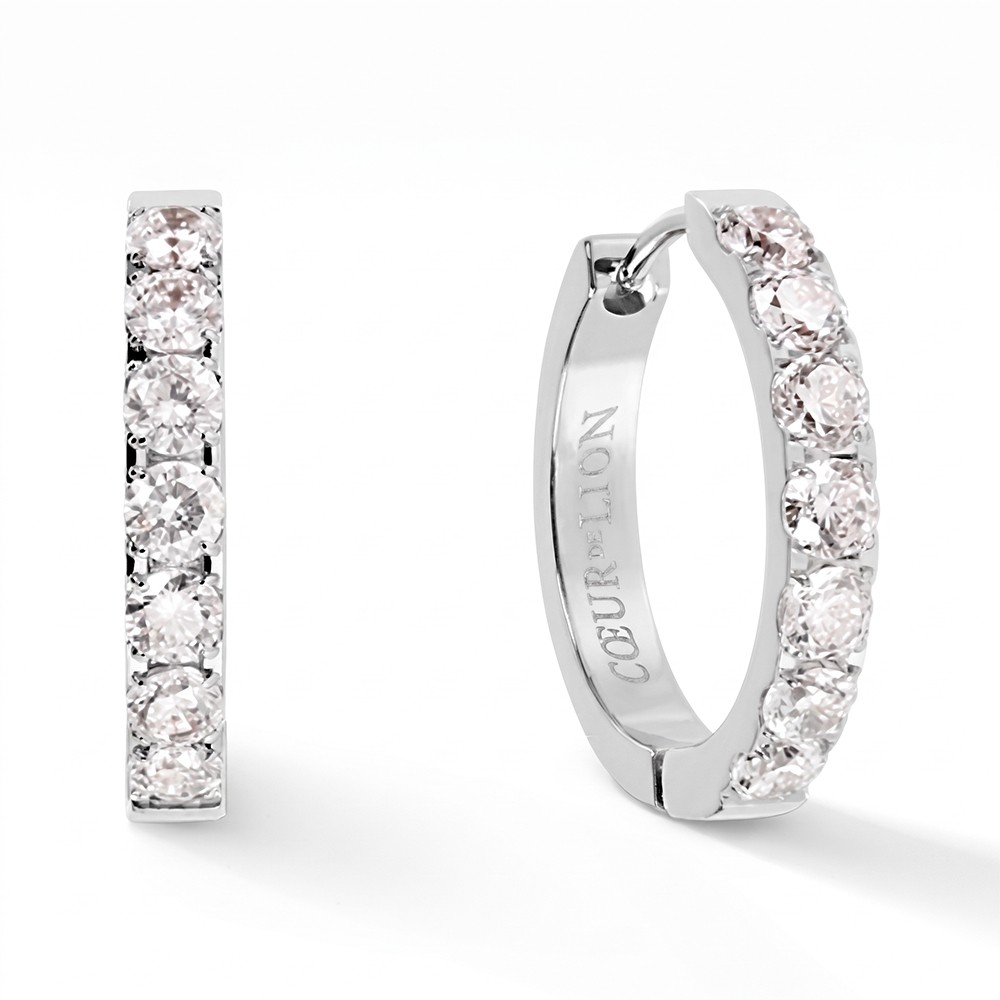 Серьги Coeur de Lion Hoop 20мм Crystal-Silver 0145/23-1817