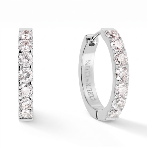 Серьги Coeur de Lion Hoop 20мм Crystal-Silver 0145/23-1817