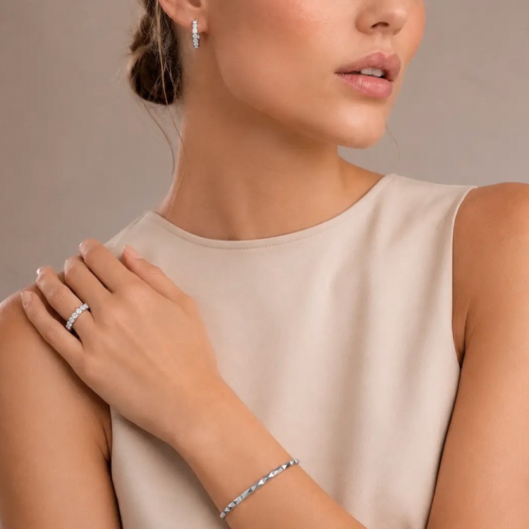 Серьги Coeur de Lion Hoop 20мм Crystal-Silver 0145/23-1817