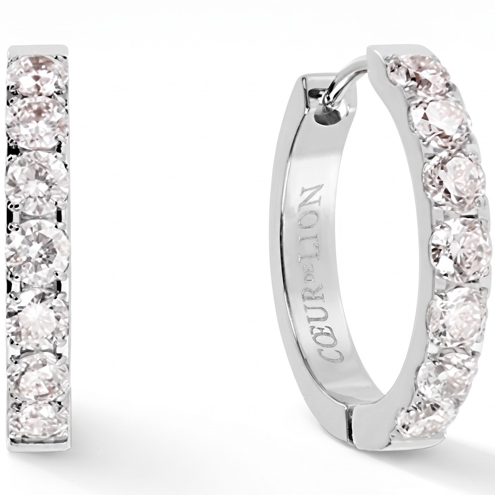 Серьги Coeur de Lion Hoop 20мм Crystal-Silver 0145/23-1817