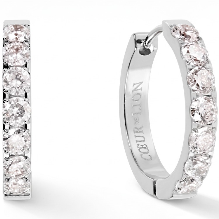Серьги Coeur de Lion Hoop 20мм Crystal-Silver 0145/23-1817
