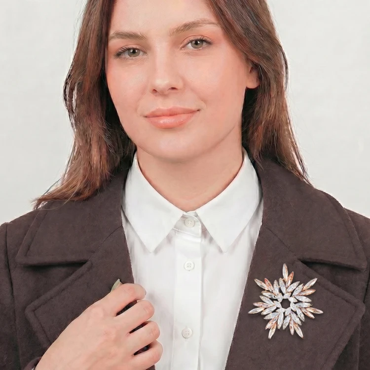Брошь Fiore Luna ОРЕОЛ Zircon+crystal XR14406 BR/G