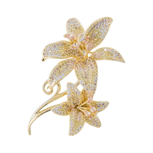 Брошь Fiore Luna ДУЭТ Zircon XR08553P BR/G