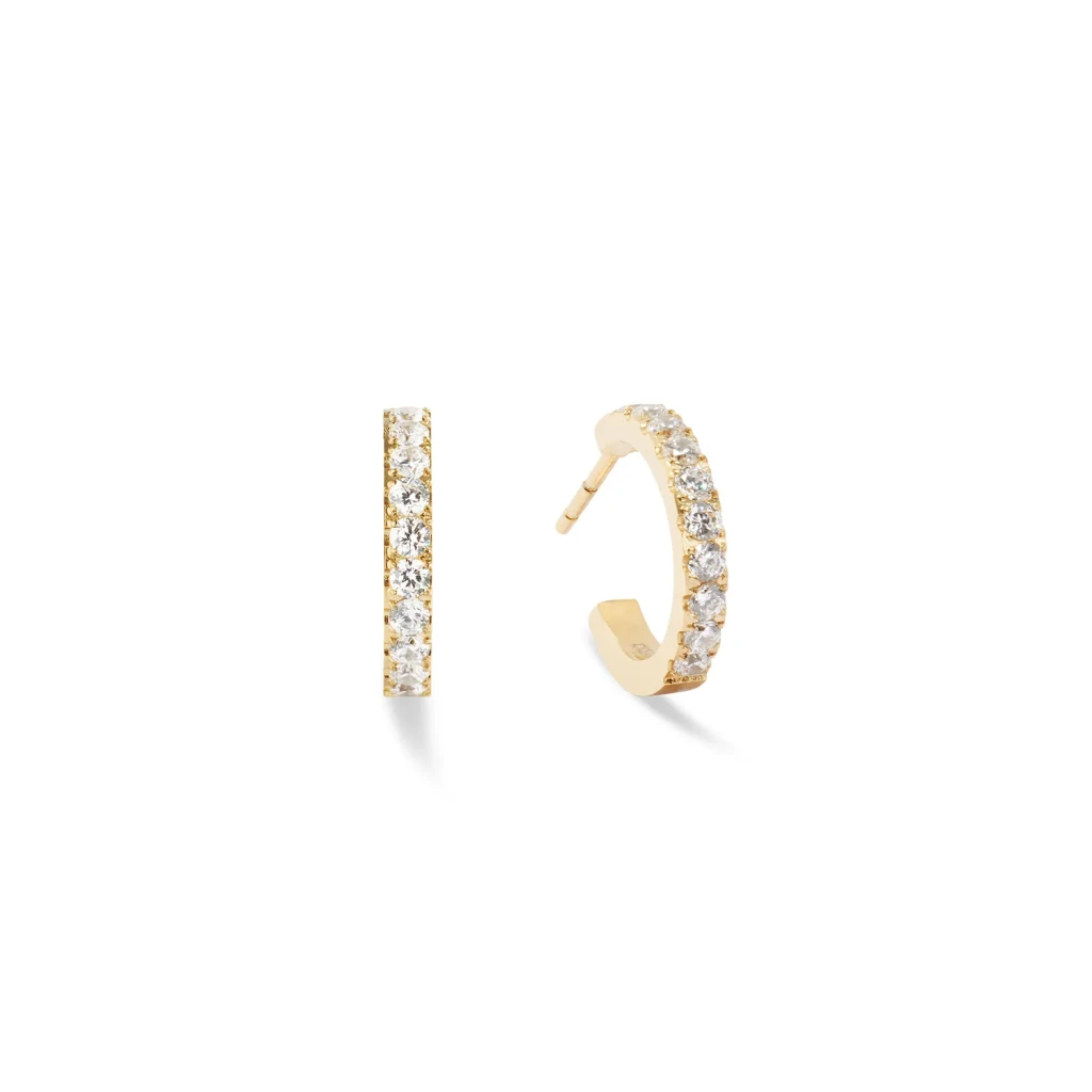 Серьги Coeur de Lion Hoop Crystal-Gold 15мм 0146/23-1816