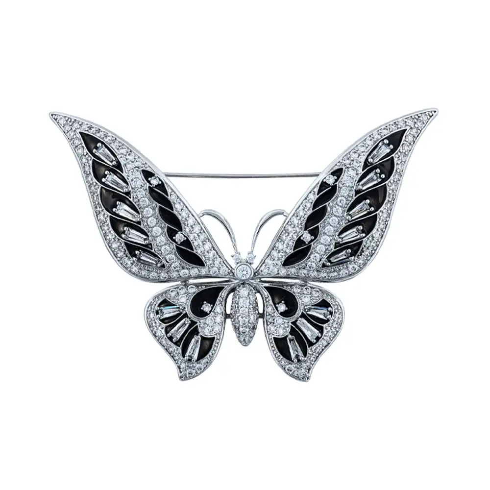 Брошь Fiore Luna Бабочка Zircon XR01278 BW/S