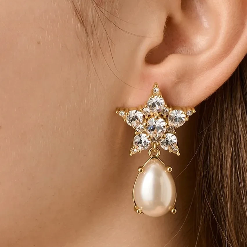 Серьги Dyrberg Kern HYDRA SG CRYSTAL / WHITE PEARL 450032