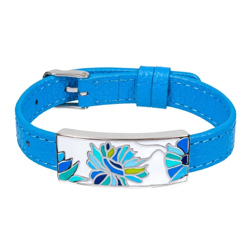 Браслет Fiore Luna на голубом кожанном ремешке CB03599-16A