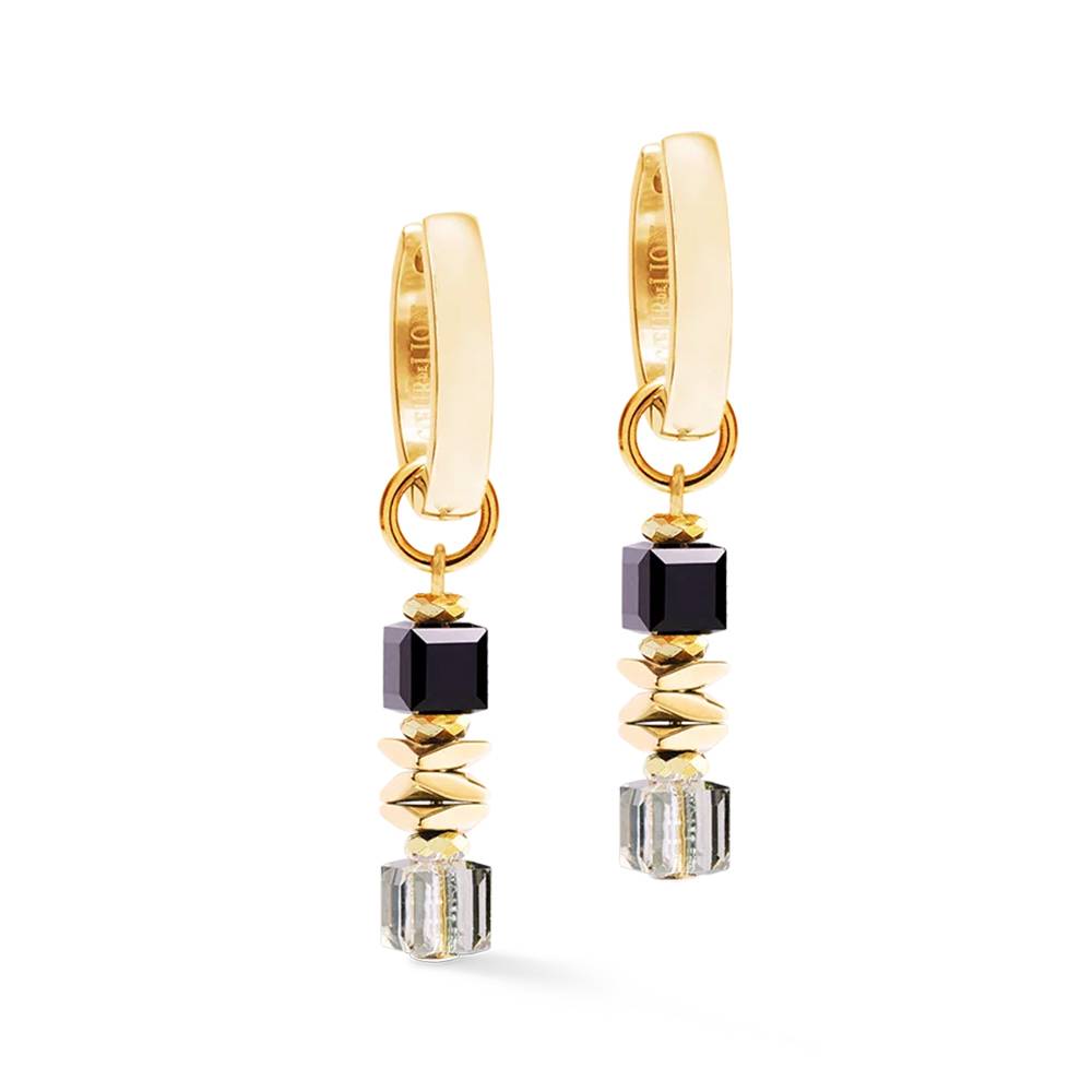 Серьги Coeur de Lion Hoop Black-Gold 3044/21-1316
