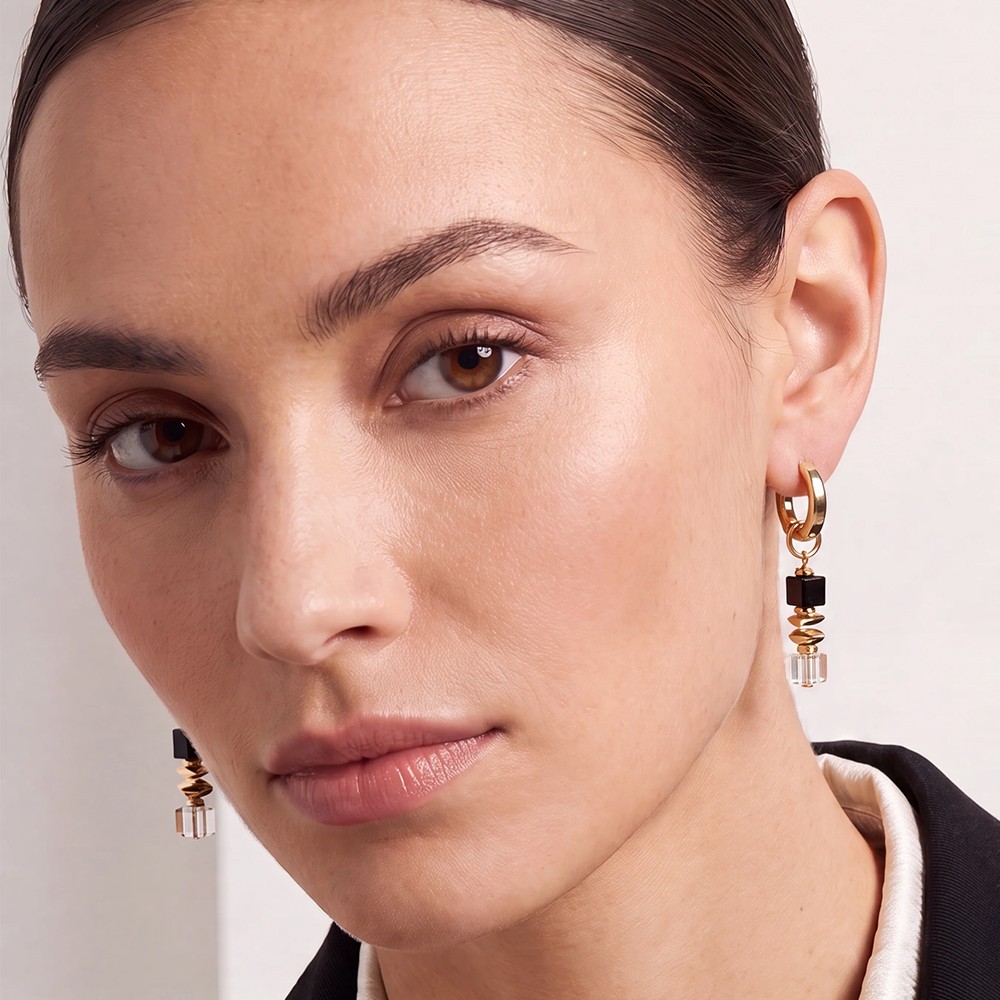 Серьги Coeur de Lion Hoop Black-Gold 3044/21-1316