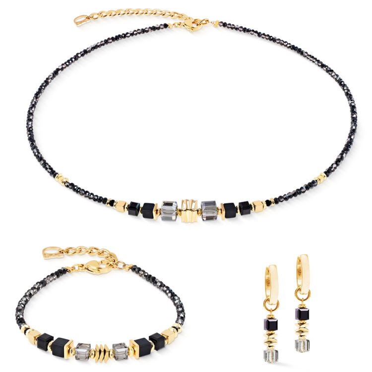 Серьги Coeur de Lion Hoop Black-Gold 3044/21-1316
