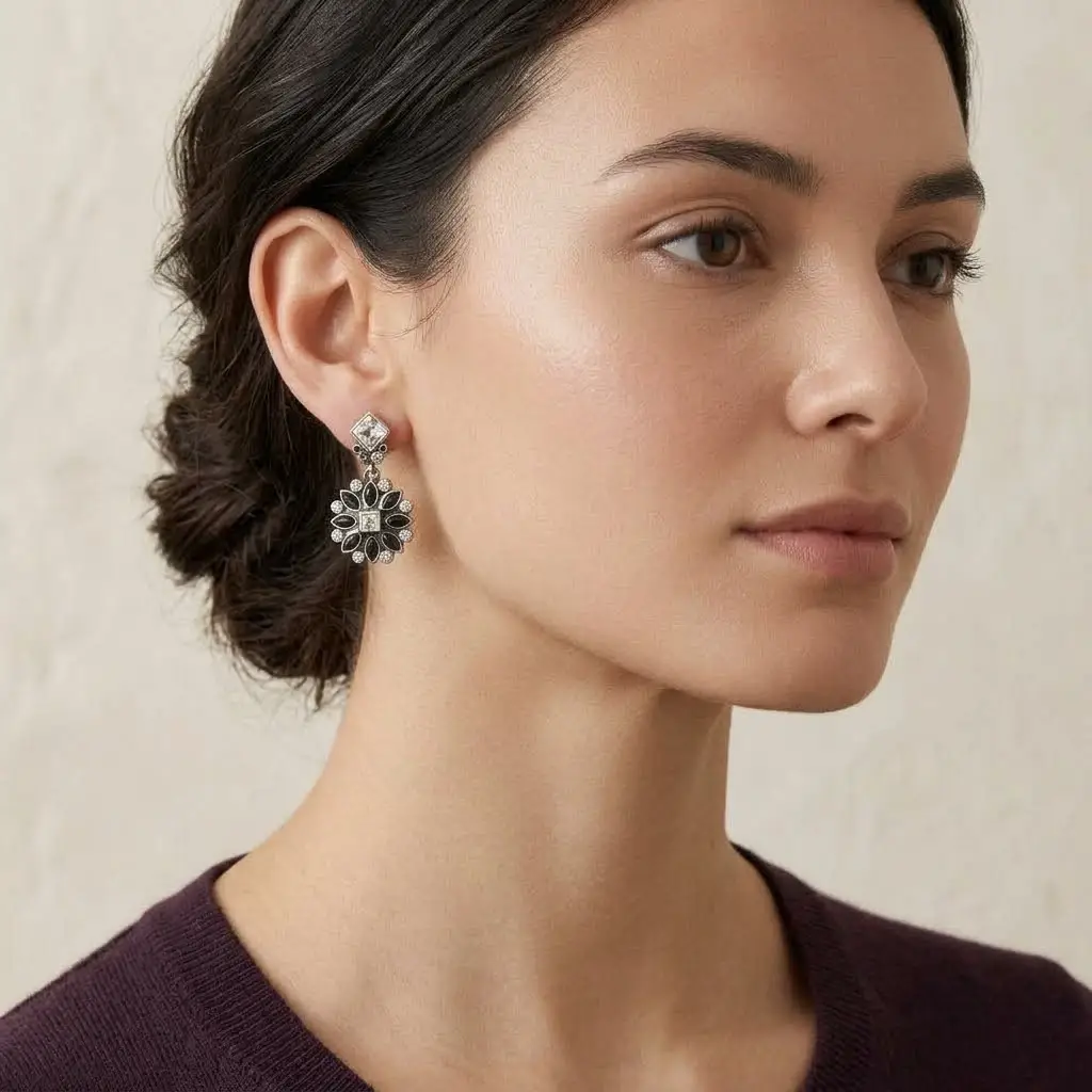 Серьги Myka Crystal/Jet E8560