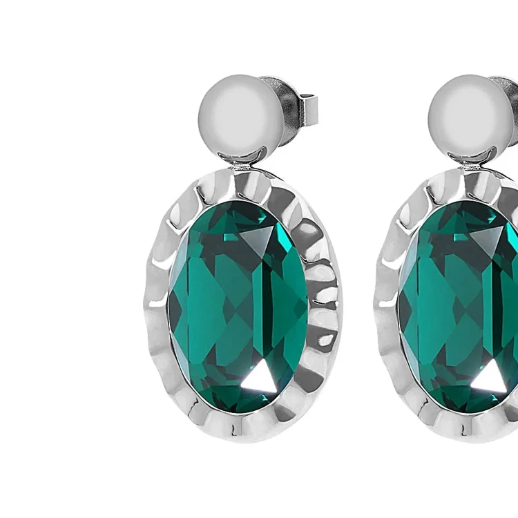 Серьги Qudo TIVOLA UNICA big (S/P) Emerald 2,65cm 332048