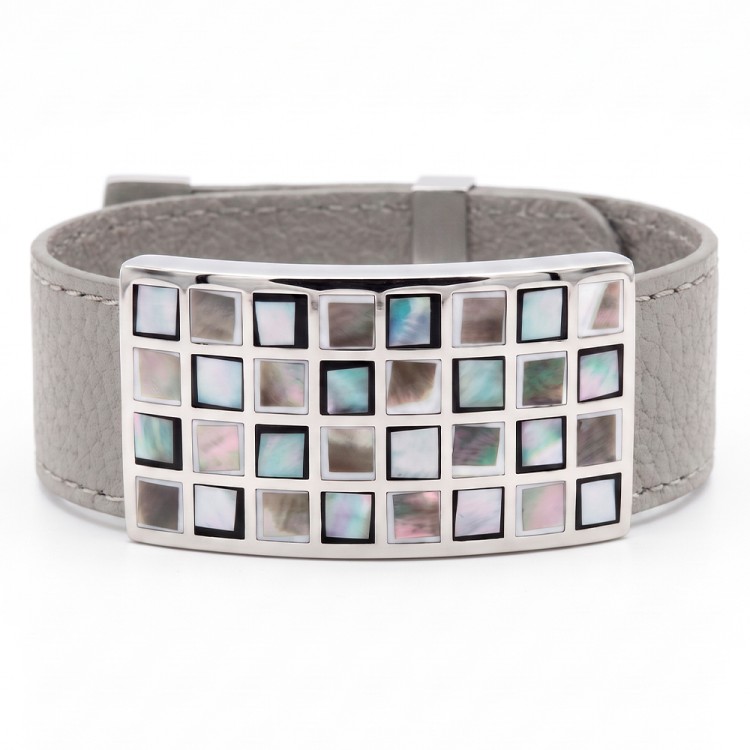 Браслет на сером кожаном ремешке CB01256-13.2 BW Fiore Luna