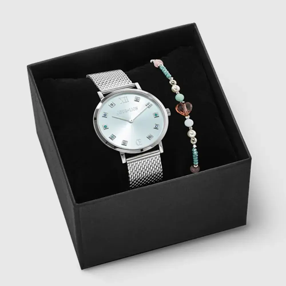 Комплект Coeur de Lion Skyblue Sunray Часы + Браслет TRUE LOVE Valentine 7610/53-1726
