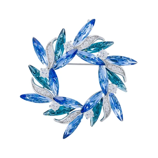Брошь Fiore Luna ВЕНЕЦ Zircon+crystal XR14425B1 BL/S