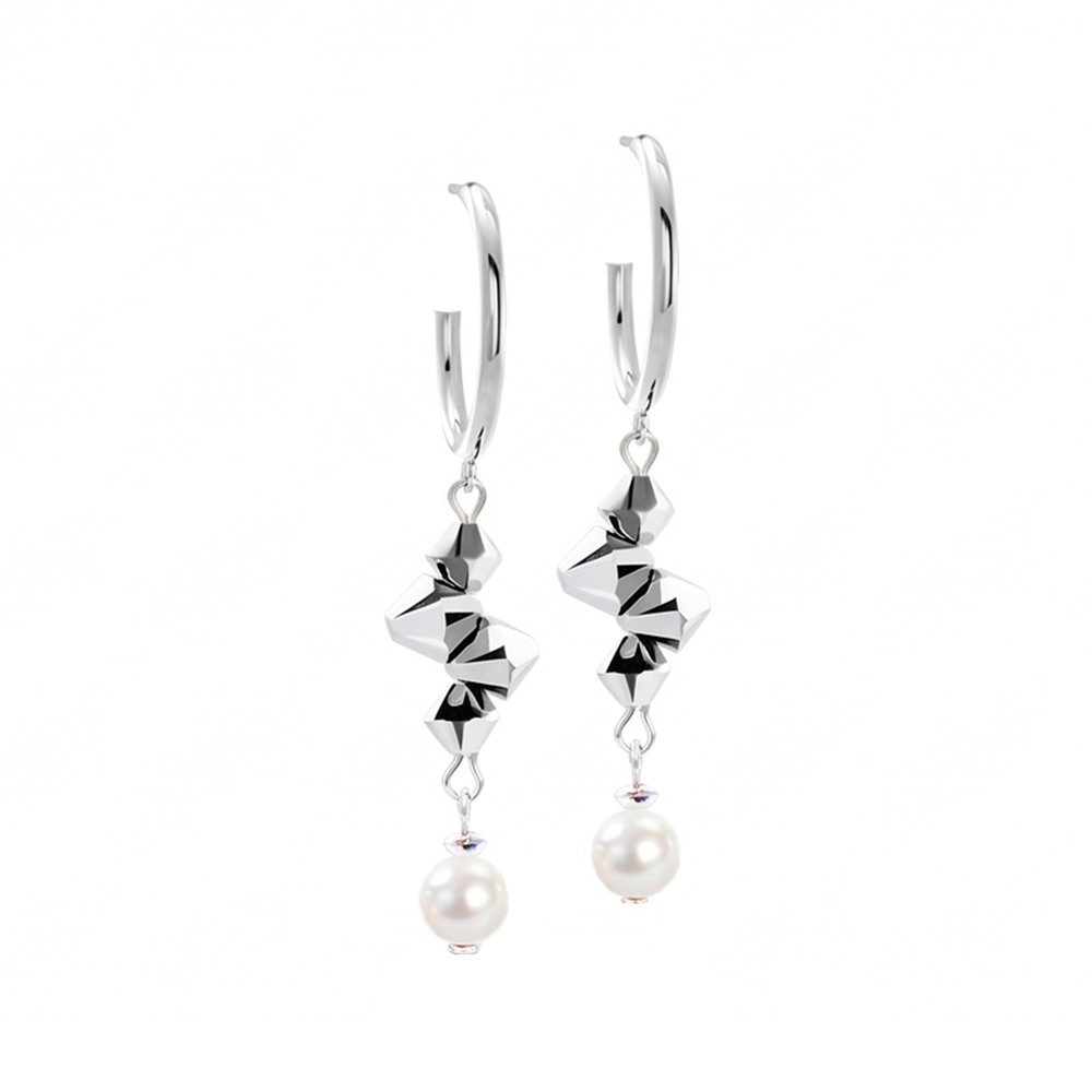 Серьги Coeur de Lion Hoop White-Silver 2060/21-1417