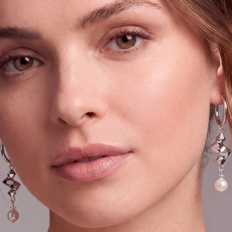 Серьги Coeur de Lion Hoop White-Silver 2060/21-1417