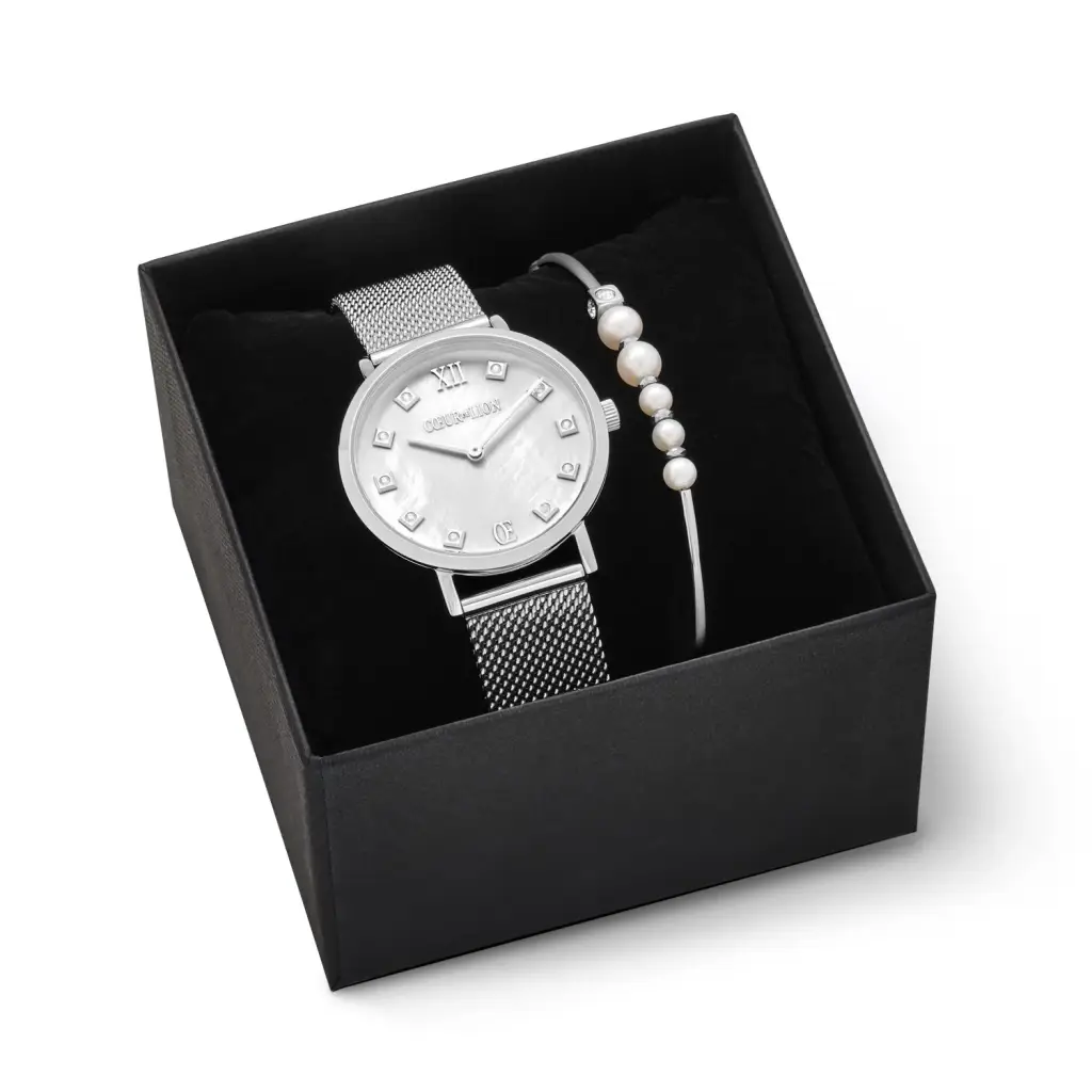 Комплект Coeur de Lion Asymmetry White-Silver 7610/53-1725