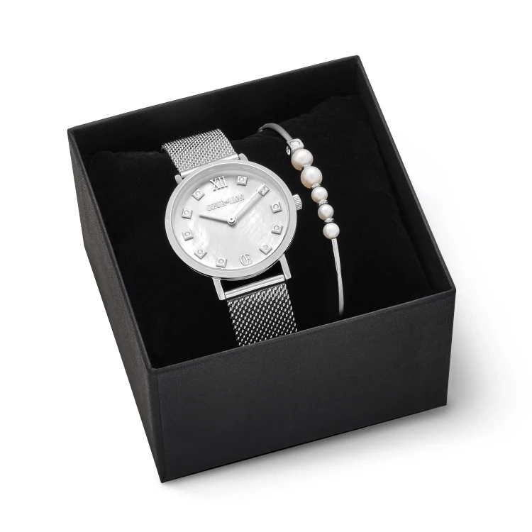 Комплект Coeur de Lion Asymmetry White-Silver 7610/53-1725