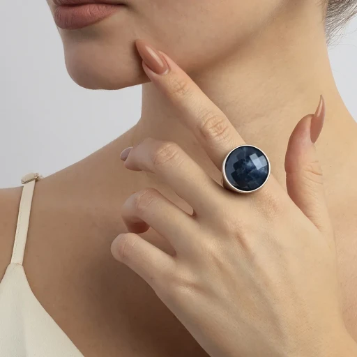 Кольцо Possebon  pearl sodalite 18 мм K1155.22/18.0 BL/S