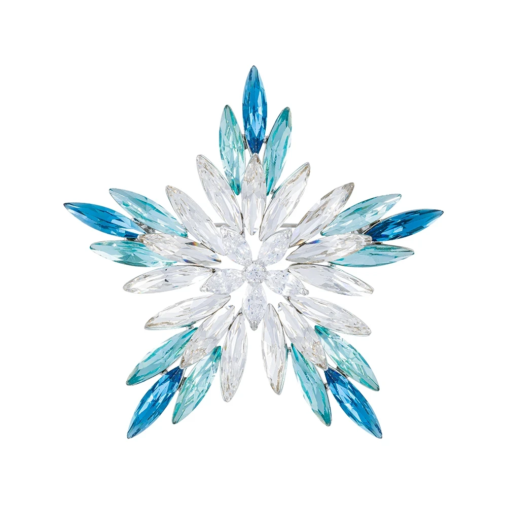Брошь Fiore Luna СНЕЖИНКА Zircon+crystal XR1279 BL/S