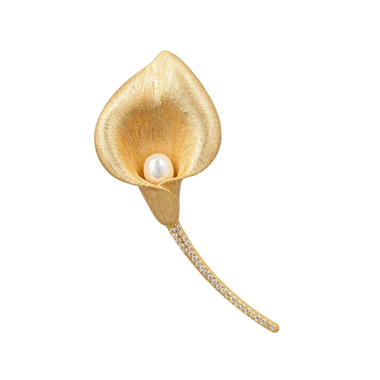 Брошь Калла freshwater pearl XR16645 G Fiore Luna