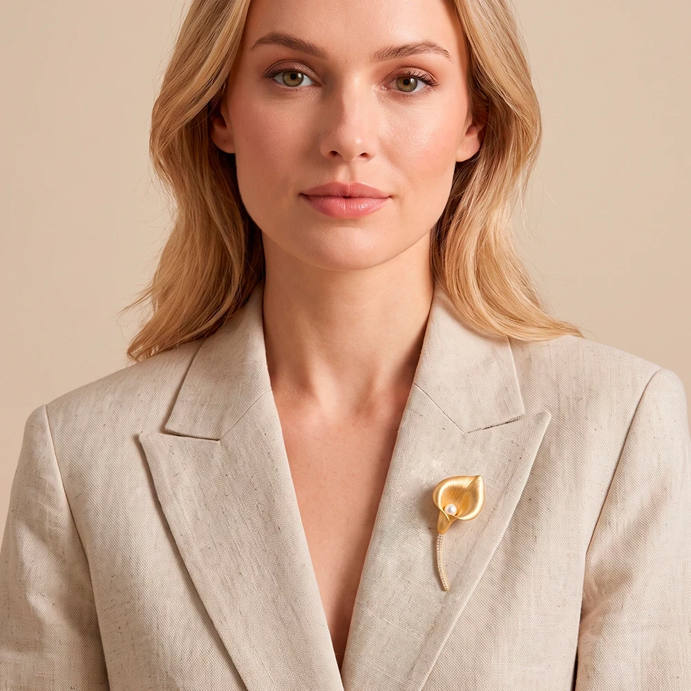 Брошь Калла freshwater pearl XR16645 G Fiore Luna