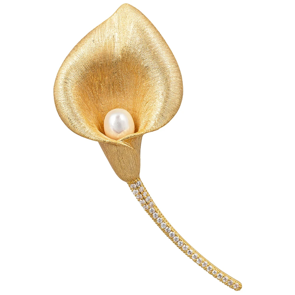Брошь Калла freshwater pearl XR16645 G Fiore Luna