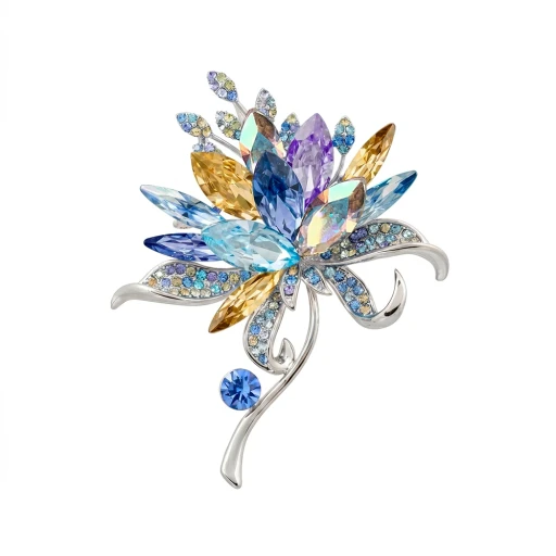 Брошь Райский цветок crystal blue xr12932a1 BL/S Fiore Luna