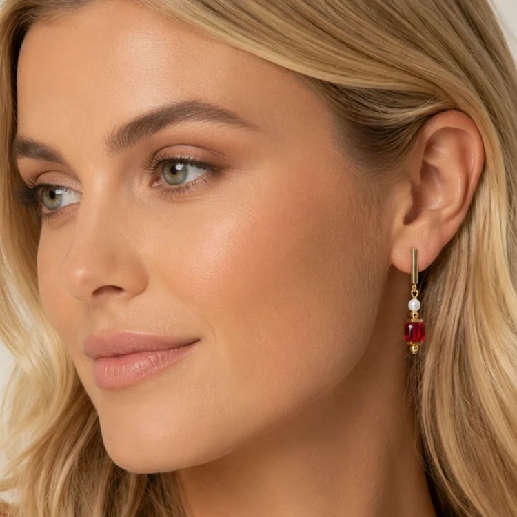 Серьги Coeur de Lion Dark Red 2110/21-0321
