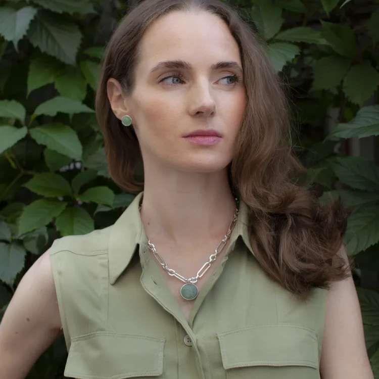 Пусеты GREEN AVENTURINE LE1109 G/S