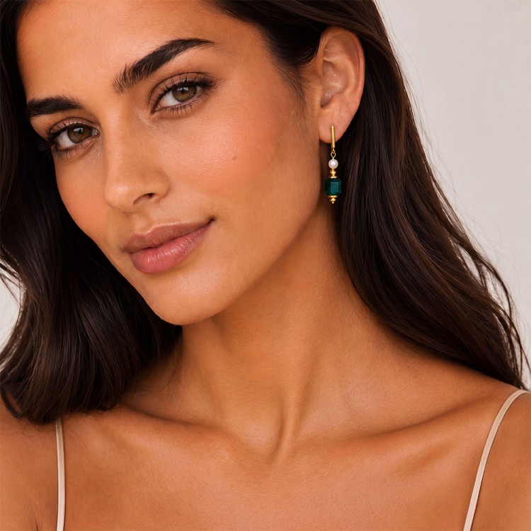 Серьги Coeur de Lion Dark Green 2110/21-0521