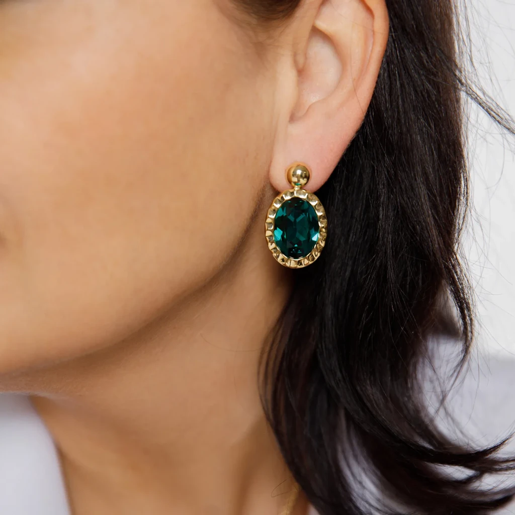 Серьги Qudo TIVOLA UNICA big (G/P) Emerald 2,65cm 332049