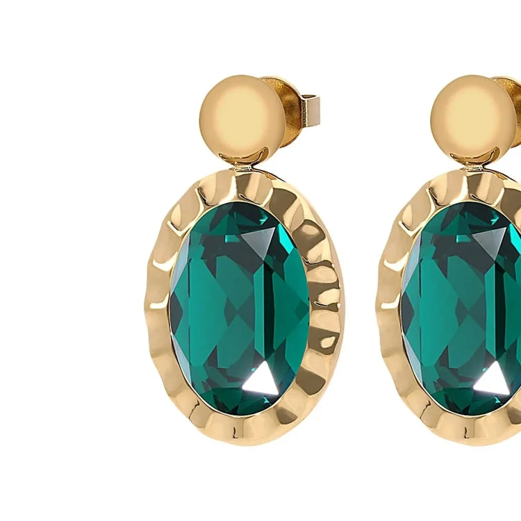 Серьги Qudo TIVOLA UNICA big (G/P) Emerald 2,65cm 332049