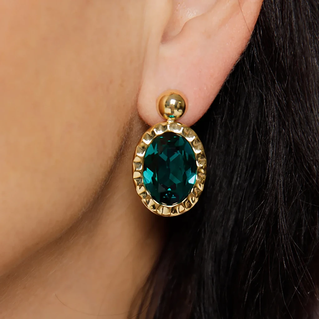 Серьги Qudo TIVOLA UNICA big (G/P) Emerald 2,65cm 332049