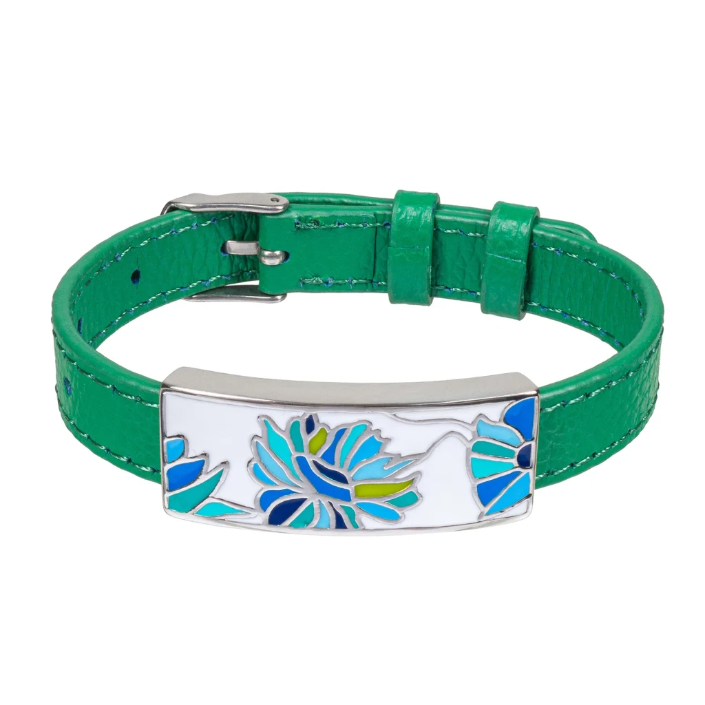 Браслет Fiore Luna на зеленом кожанном ремешке CB03599-15A