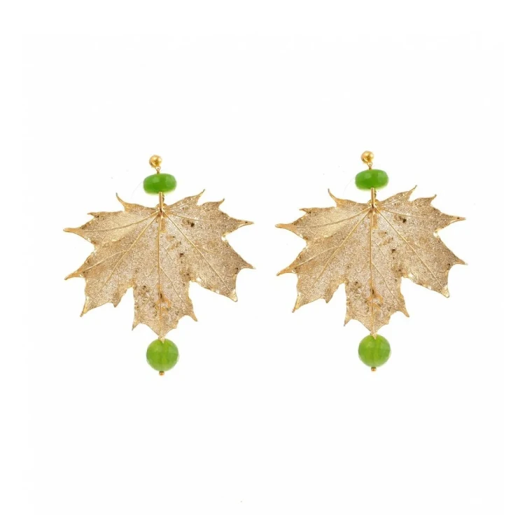 Серьги Ester Bijoux Филигранный Канадский Клён OR992-G/GREEN BR