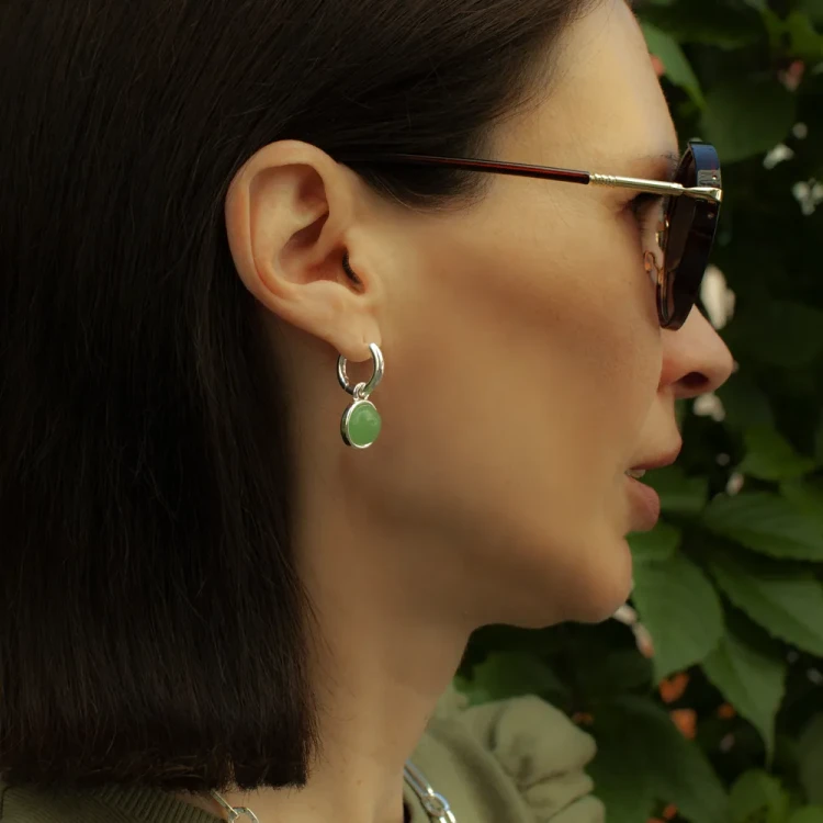 Серьги Fiore Luna GREEN AVENTURINE LE1114 G/S