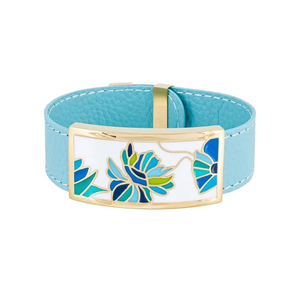 Браслет Fiore Luna на бирюзовом кожаном ремешке CB13599-4