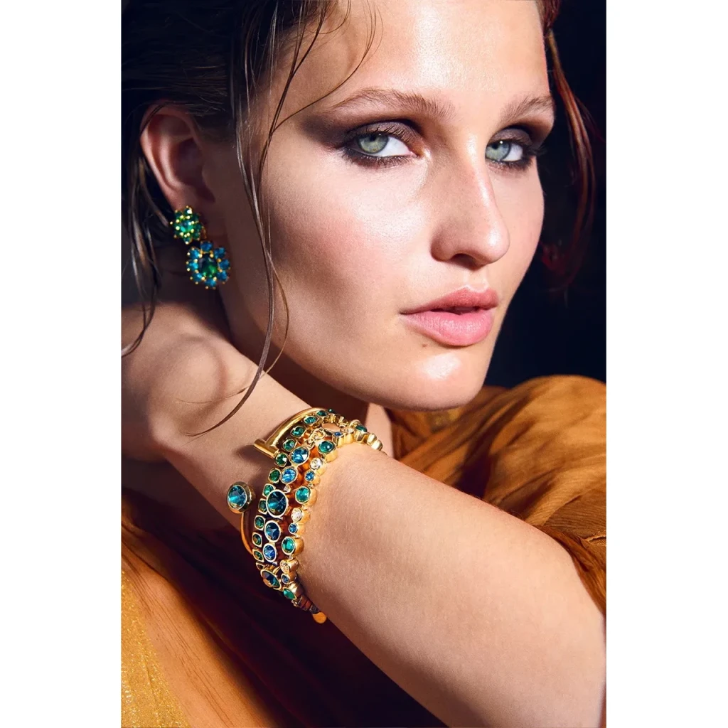 Серьги Dyrberg Kern LINA SG EMERALD GREEN/GOLDEN 450073
