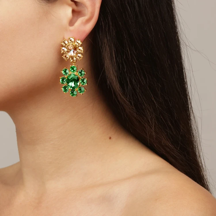 Серьги Dyrberg Kern LINA SG EMERALD GREEN/GOLDEN 450073