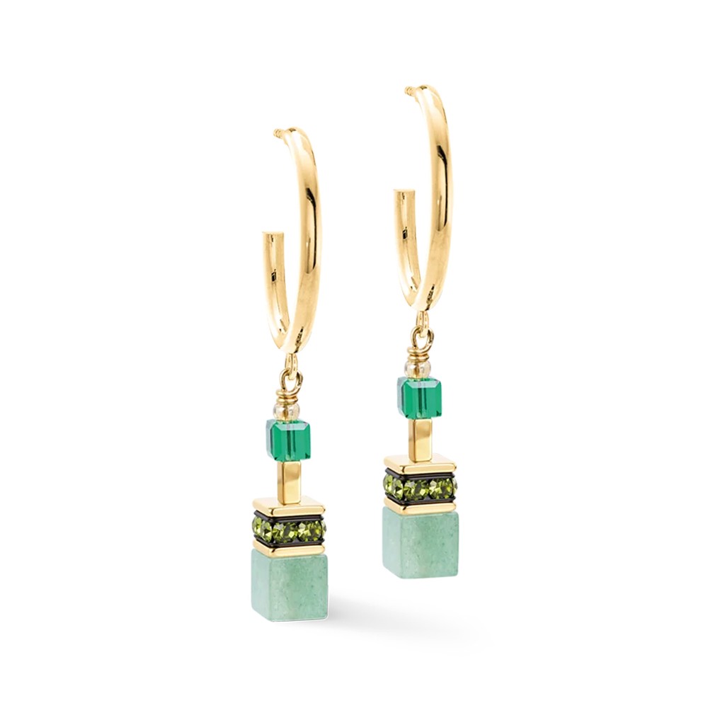 Серьги Coeur de Lion Hoop Green-Gold 3039/21-0516