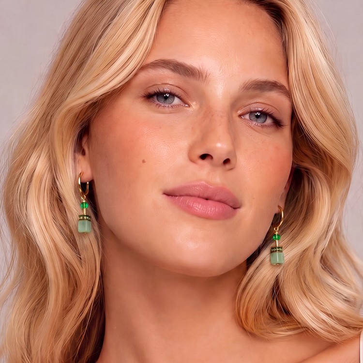 Серьги Coeur de Lion Hoop Green-Gold 3039/21-0516